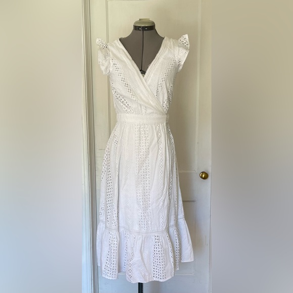 J. Crew Dresses & Skirts - J Crew black label white eyelet wrap dress.